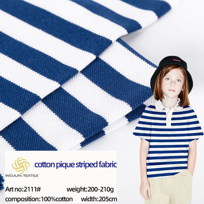 Покрашенная пряжа Striped вяжет хлопок 100% Pique ткани для рубашки поло