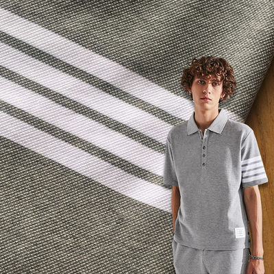 Эластичная линия 175g ясности ткани Pique хлопка Striped текстура ссадины устойчивая