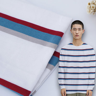 Хорошая цена. Трикотажные полосатые хлопчатобумажные ткани из двойной нитки для одежды с длинными рукавами онлайн