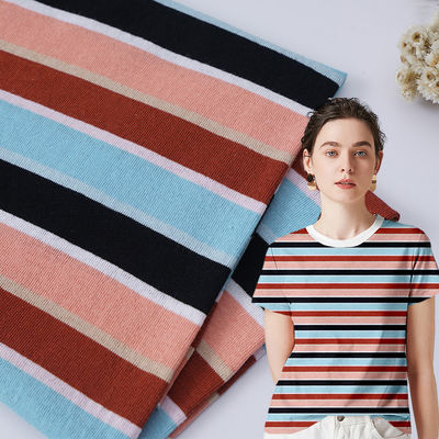 Хорошая цена. Поглощает пот и освежает полосатый хлопковый ткань для футболки высокая долговечность онлайн