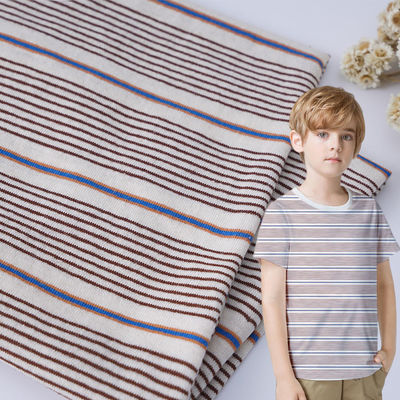 Хорошая цена. Прочный хлопок и льна поглощающий пот полосатый материал ткань для футболки онлайн