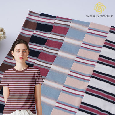 Хорошая цена. Поглощающая влагу, дышащая гладкая полосатая вязаная ткань для футболки онлайн