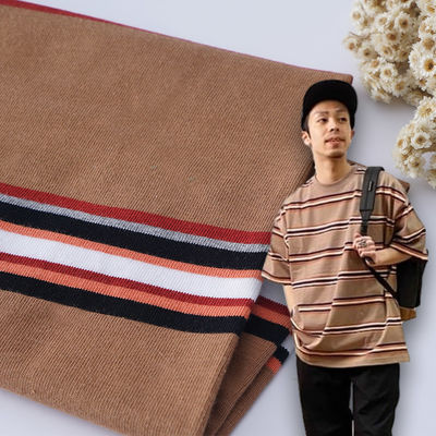 Хорошая цена. Удобная для кожи и легкая для дыхания, поглощающая влагу полосатая вязаная ткань для повседневного ношения онлайн