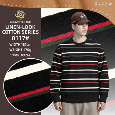 Хорошая цена. Тяжелый хлопок плотностью 470 г/м², здоровый, структурированный хлопчатобумажный материал в полоску для повседневной носки онлайн